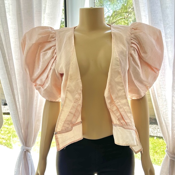 BB Collections Womens Vintage 80s Avant-Garde Pink Puff Sleeve Cardigan Size 10 - Picture 2 of 10